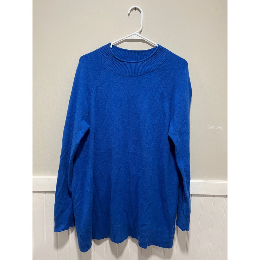 Lands End Cashmere Sweater Long Sleeve Cobalt Blue Fall Women Size Large